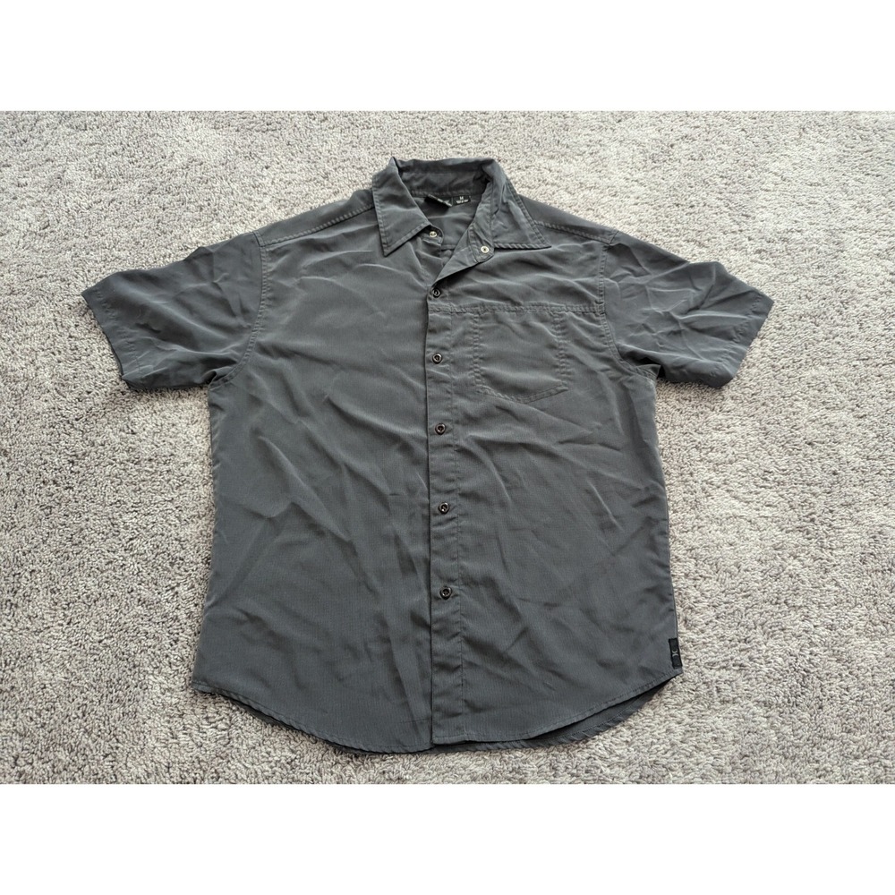 Hurley Button Up Shirt Mens Medium Green Short Sleeves 100% Polyester Casual